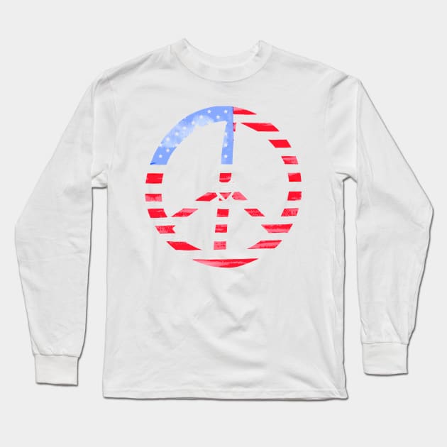 USA Peace Sign Flag Long Sleeve T-Shirt by crackdesign